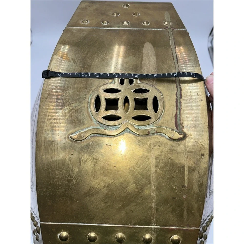 Vintage Brass Chinese Garden Stool‎ Seat, Mid-Century Hollywood Regency Look
